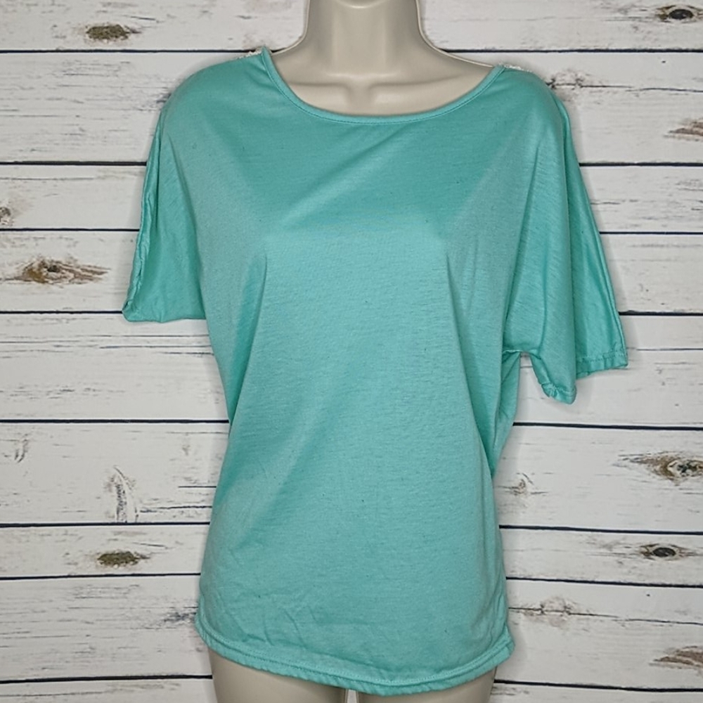 Short Sleeved Shirt light blue embroidered Medium